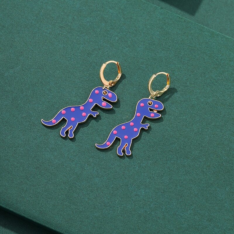 

Dinosaur Drop Earrings, Purple