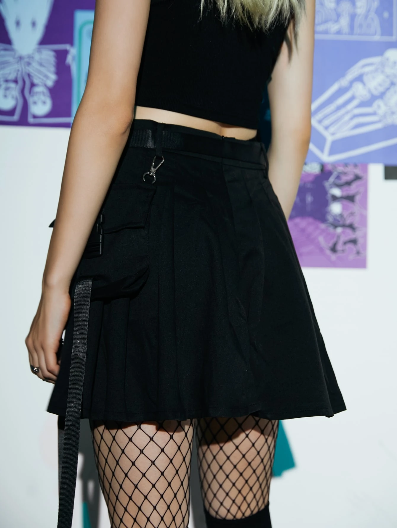 【NONCODE】Rivet buckled cargo skirt Our Grunge Punk Release-Buckle Pleated Cargo Skirt, School