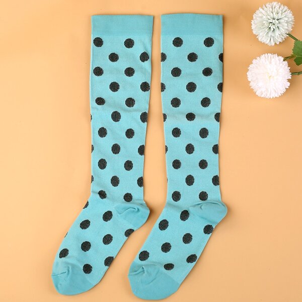 

Polka Dot Over The Calf Socks, Baby blue