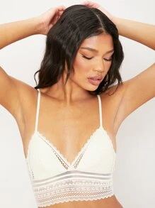 LUVLETTE Lace Padded Longline Bralet - White - View 6