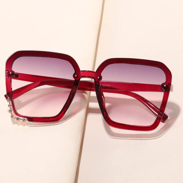 

Rhinestone Detail Square Frame Sunglasses