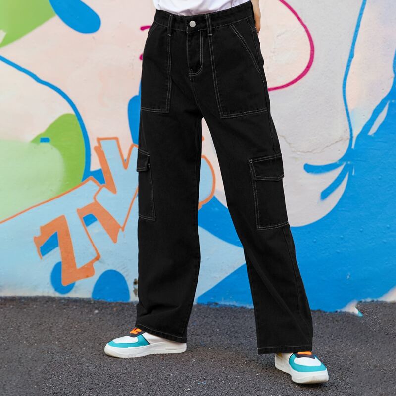 

Flap Pocket Cargo Jeans, Black