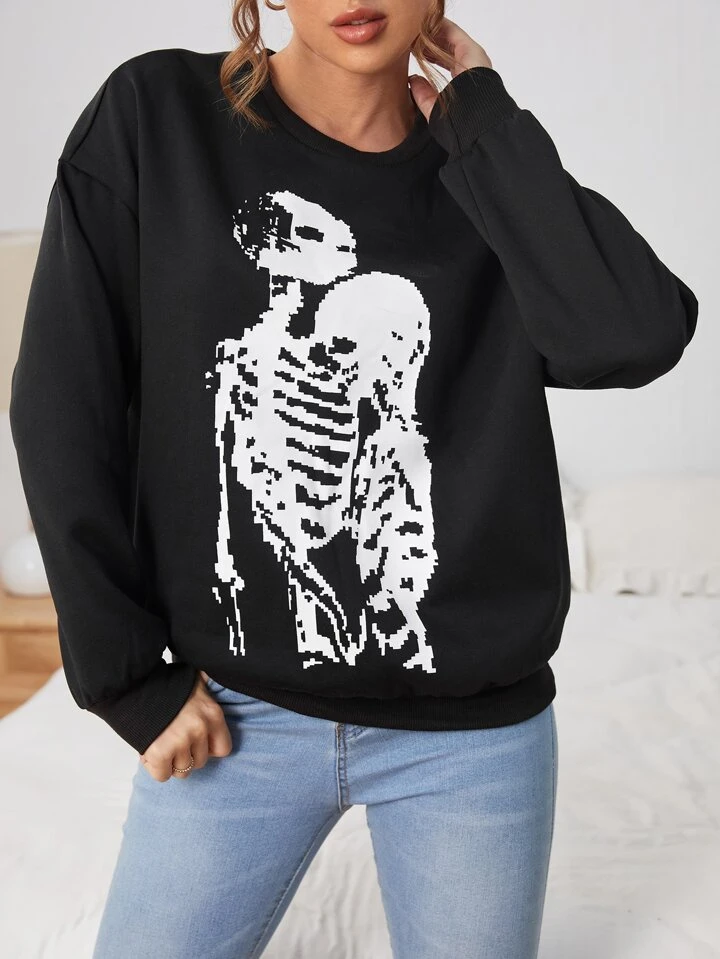 Skeleton Print Sweatshirt | SHEIN EUR