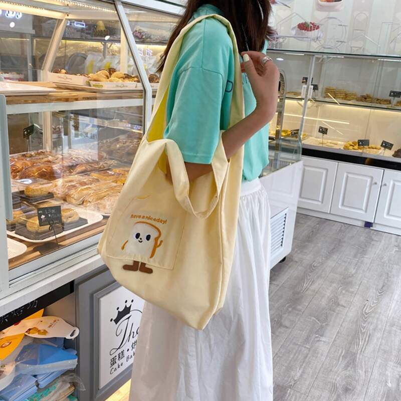 

Cartoon Graphic Tote Bag, Yellow