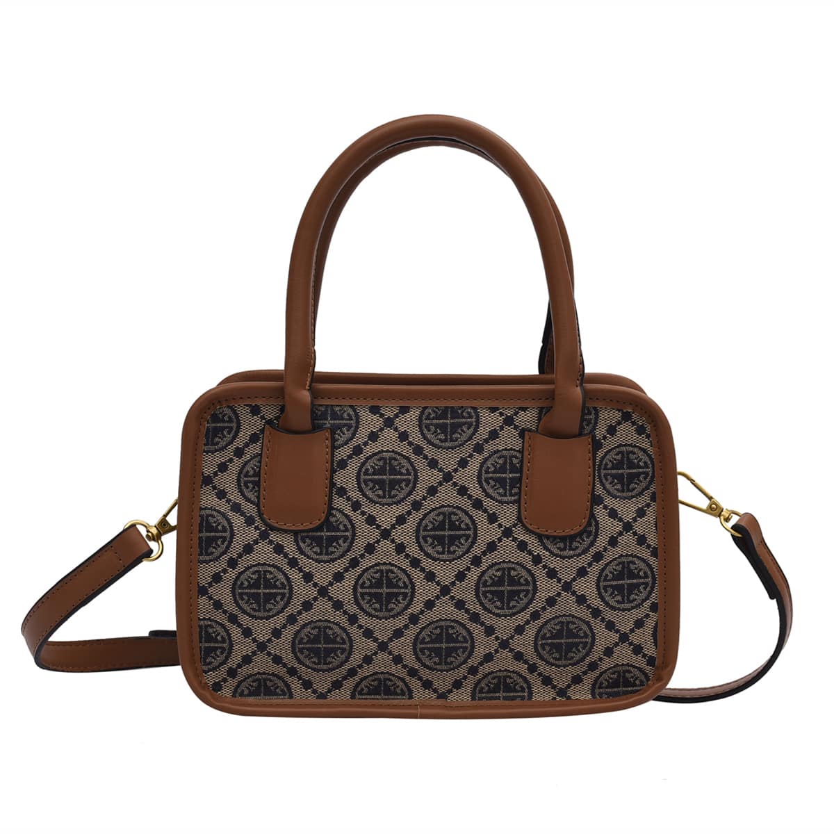 

All-over Print Satchel Bag, Khaki