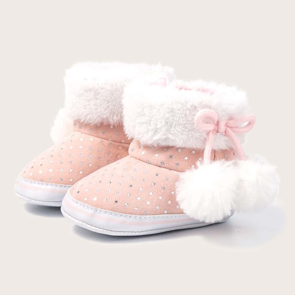 

Baby Pom Pom Decor Snow Boots, Multicolor