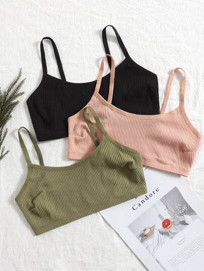 Snug Zone Women's Casual High Stretch Fabric Ribbed Bralette Multi-Color Backless Crop Tops With Built-In Bra