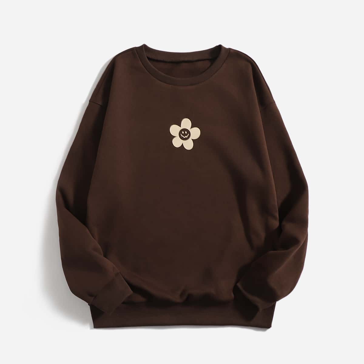 

Floral Graphic Sweatshirt, Coffee brown