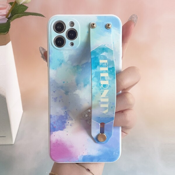 

Watercolor Phone Case With Wristband Holder, Multicolor