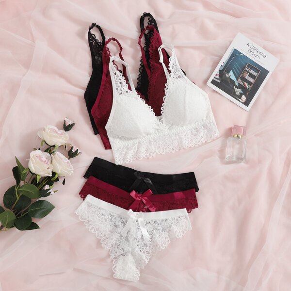 

Floral Lace Lingerie Set, Multicolor