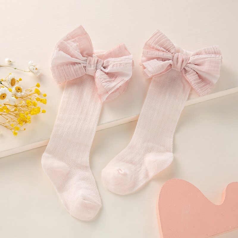

Bow Decor Crew Socks, Pink