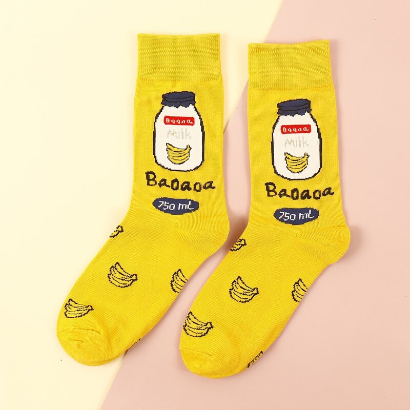 

Banana Print Crew Socks, Multicolor