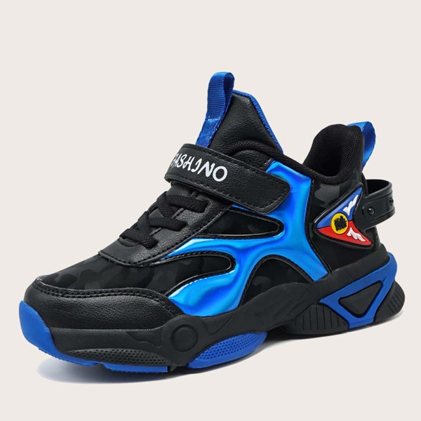 

Boys Letter Graphic Velcro Strap Sneakers, Black
