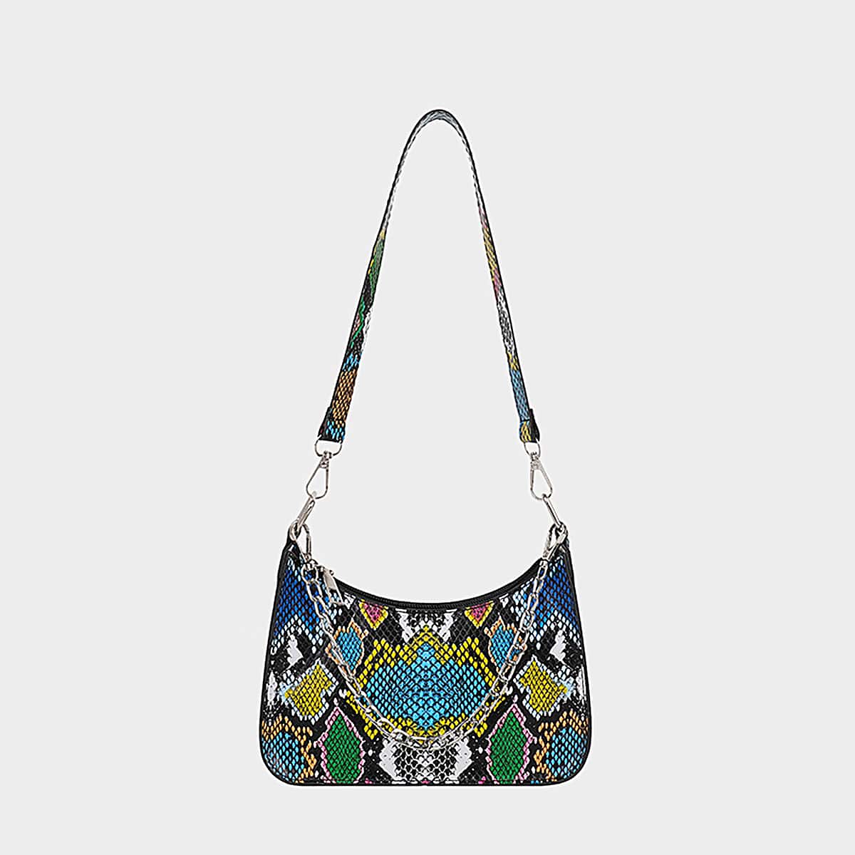 

Snakeskin Pattern Shoulder Bag, Multicolor