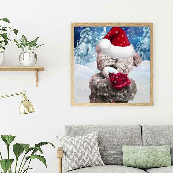

Christmas Bear DIY Diamond Unframed Painting, Multicolor