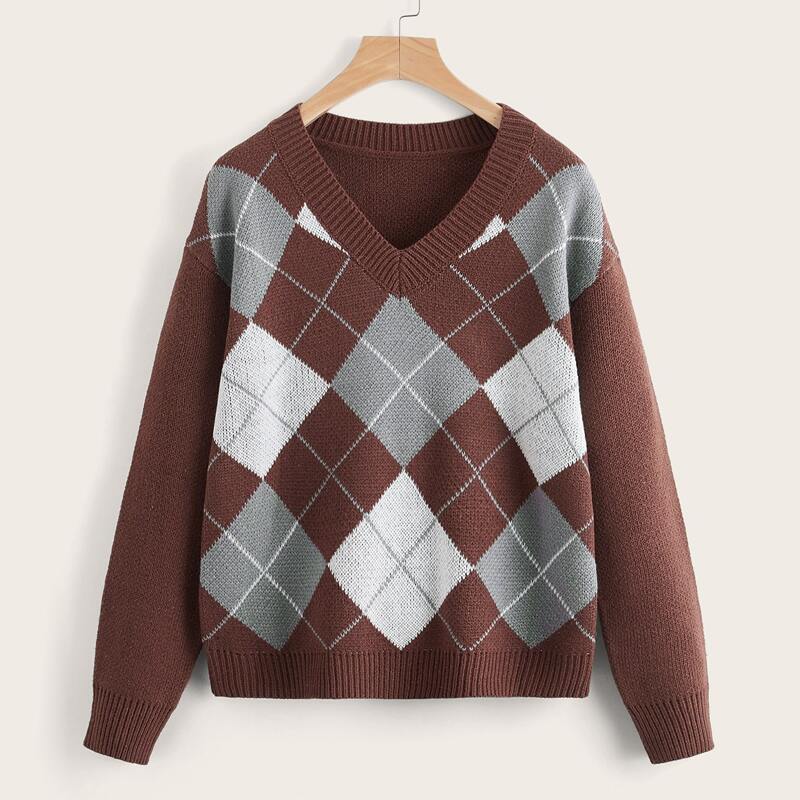 

Argyle Pattern Sweater, Multicolor