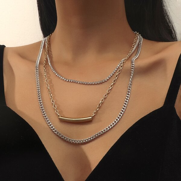 

Rhinestone Decor Layered Necklace, Multicolor