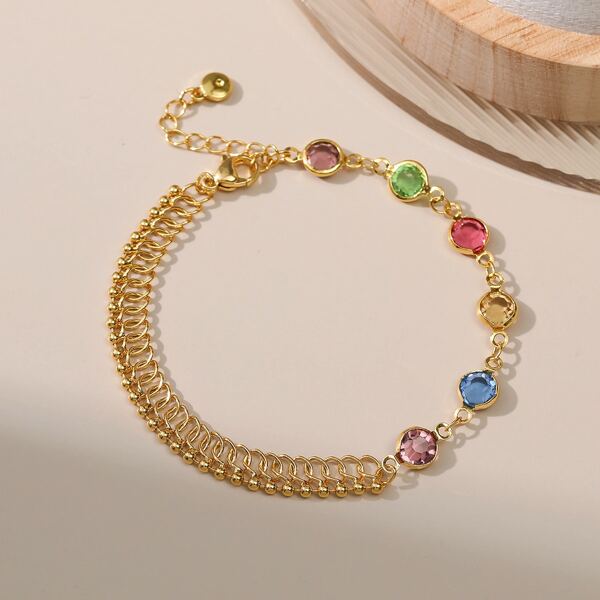 

18K Gold Plated Rhinestone Decor Bracelet