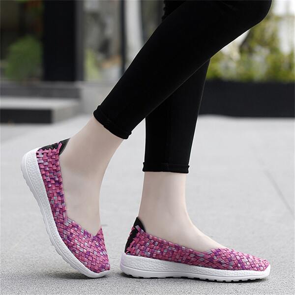 

Colorblock Braided Slip On Sneakers, Multicolor