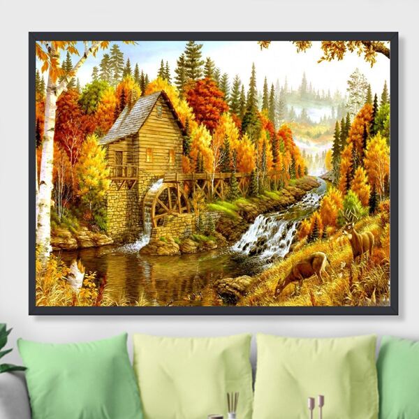 

Landscape Print DIY Diamond Unframed Painting, Multicolor