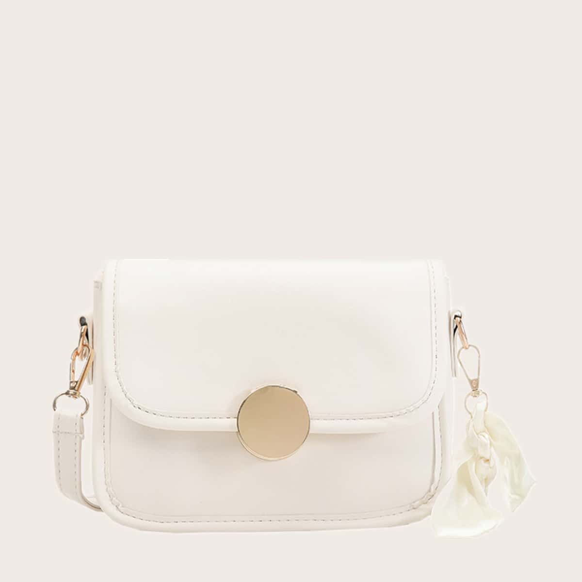 

Metal Buckle Shoulder Bag, White