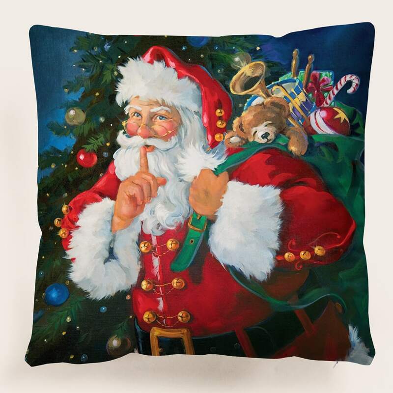 

Christmas Print Cushion Cover Without Filler, Multicolor