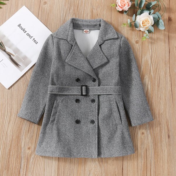 

Toddler Boys Double Breasted Belted Overcoat, Grey