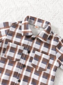 小男童格紋雙口袋花呢外套