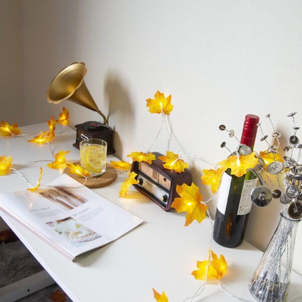 

1pc String Light With 10pcs Maple Leaf Bulb, Yellow