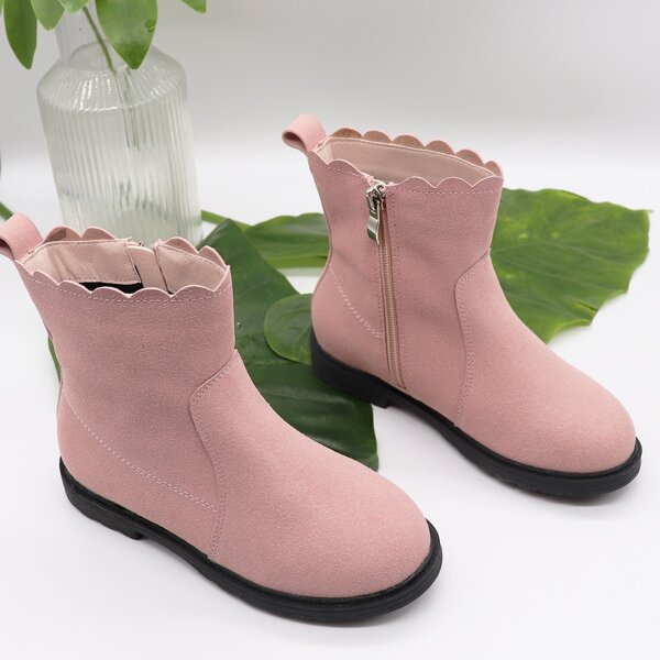

Girls Suede Side Zipper Boots, Pink
