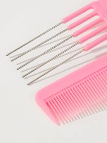 2入組髮梳套裝，寬齒梳毛刷造型梳套裝/套件，細齒鼠尾毛刷/尖尾毛刷適用於所有類型頭髮造型 - 粉色 - 查看 3