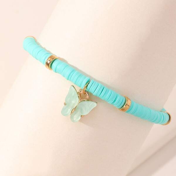 Girls Butterfly Charm Bracelet, Green