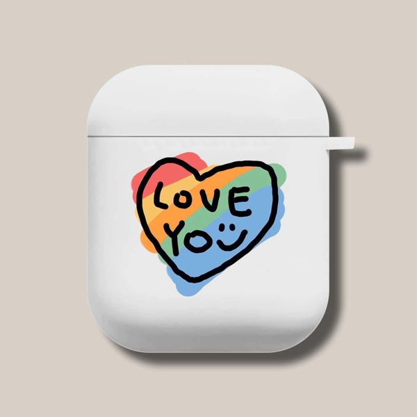 

Чехол для Airpods с принтом сердечка, Белый