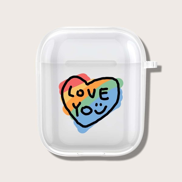 

Heart Print Case For Airpods, Clear