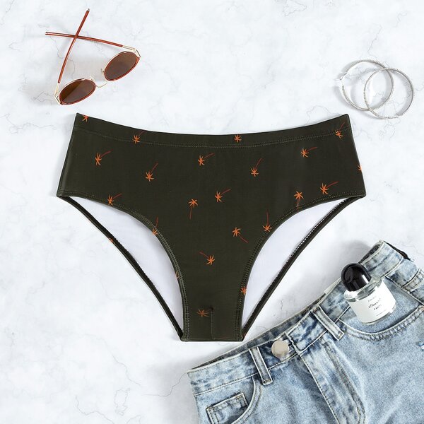 

Men Palm Tree Print Swim Panty, Black