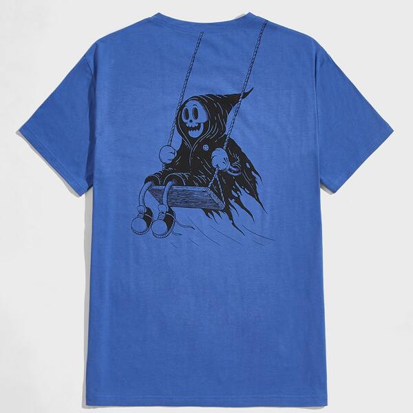 

Unisex 1pc Skull Graphic Tee, Blue