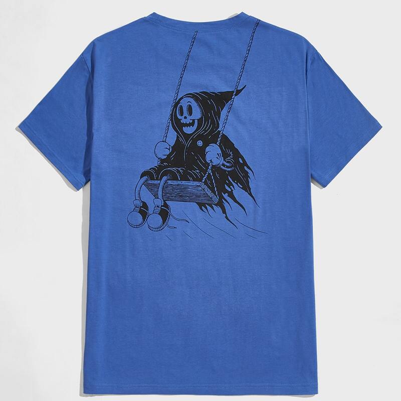 

Unisex 1pc Skull Graphic Tee, Blue