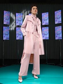 Isabelle WANG Áo khoác ngoài nữ Tương phản Mesh Ruy băng màu trơn Hấp dẫn - Màu Hồng baby - Xem 1