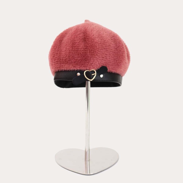 

Heart Buckle Decor Beret, Dusty pink