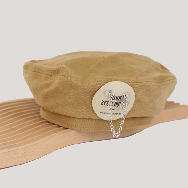 

Chain Decor Beret, Camel