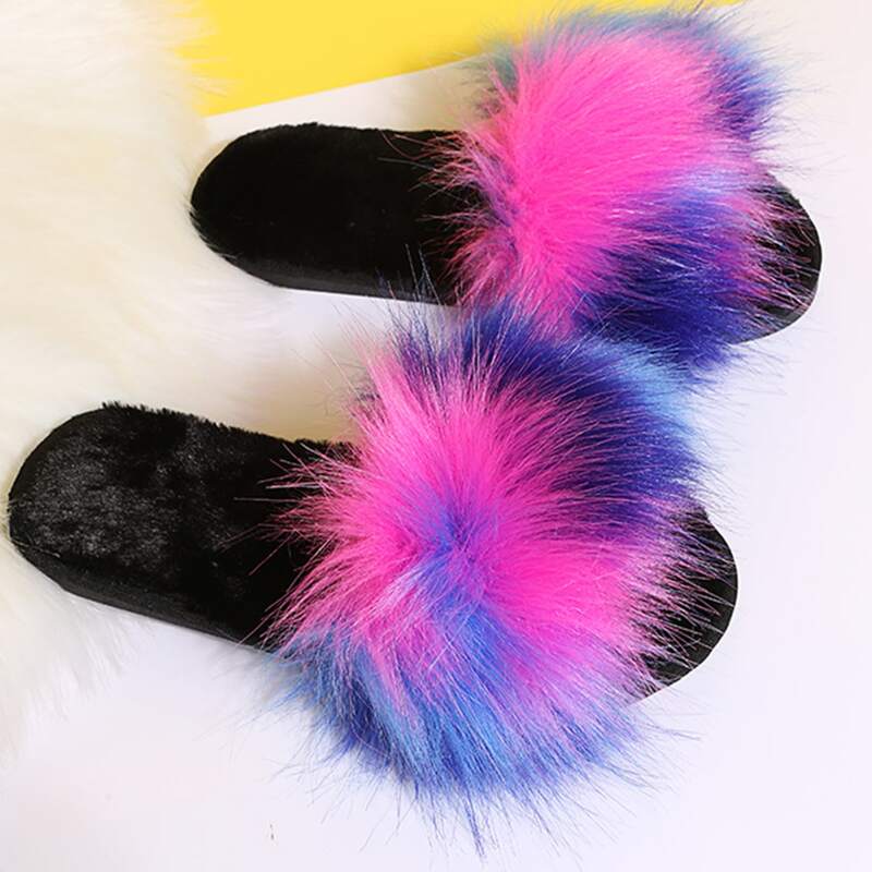 

Fluffy Open Toe Slippers, Pink
