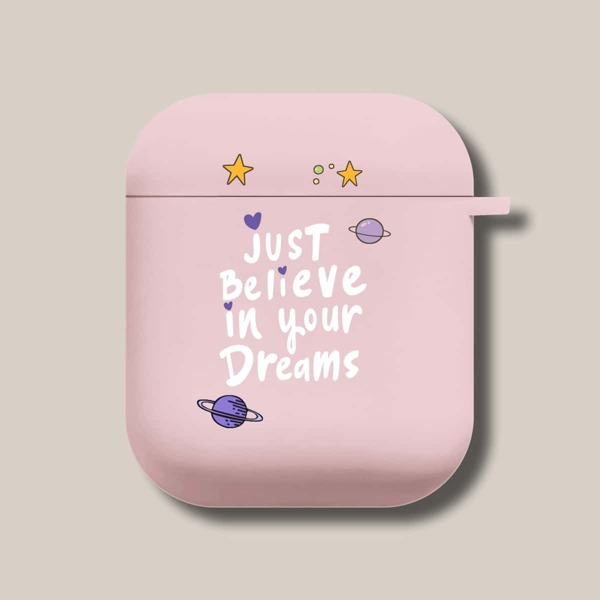 

Чехол для Airpods с текстовым принтом, Розовые