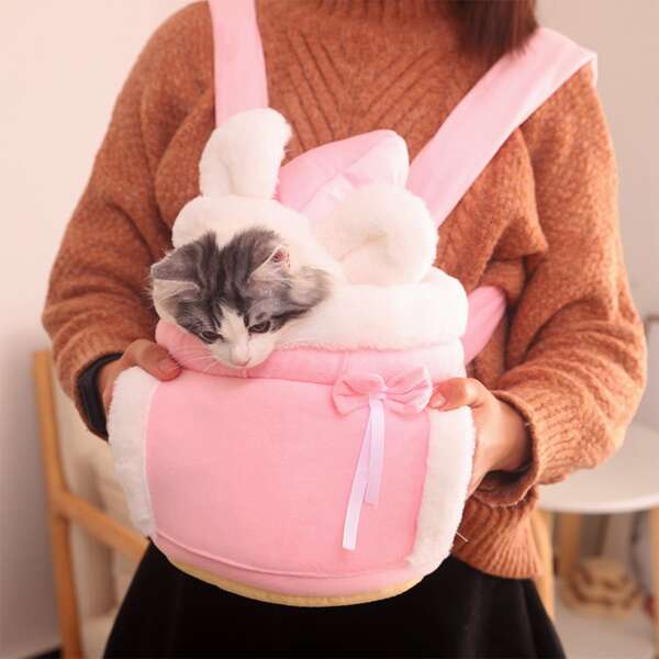 

Color Block Plush Pet Carrier, Baby pink