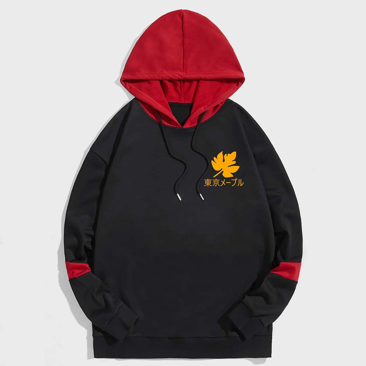 

Guys Panel Japanese Graphic Hoodie, Black