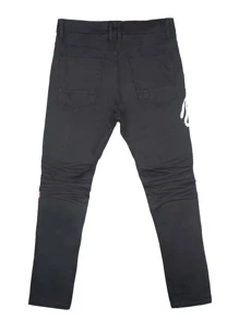 ROMWE MEN Hombres Jeans fuego & con estampado de cráneo - Negro - Ver 2
