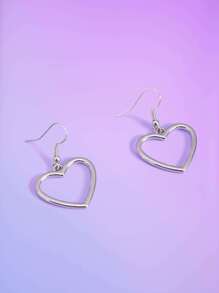 ROMWE Kawaii 心形吊坠耳环 - 銀色 - 查看 2