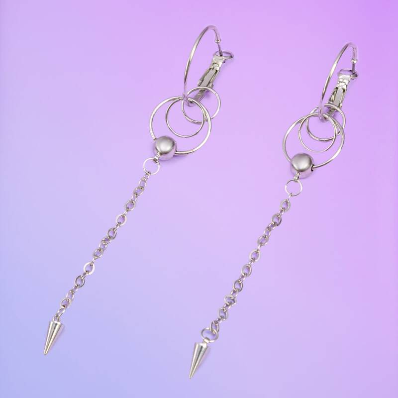 

Chain Decor Earrings, Silver