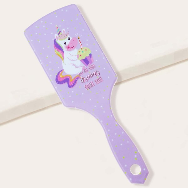 

Unicorn Pattern Cushion Hair Brush, Mauve purple