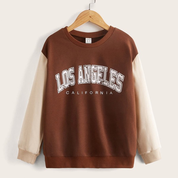 

Boys Letter Graphic Drop Shoulder Two Tone Sweatshirt, Multicolor