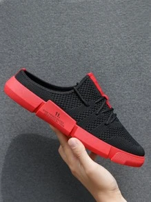 Men Breathable Sneaker Slippers - Black - View 1